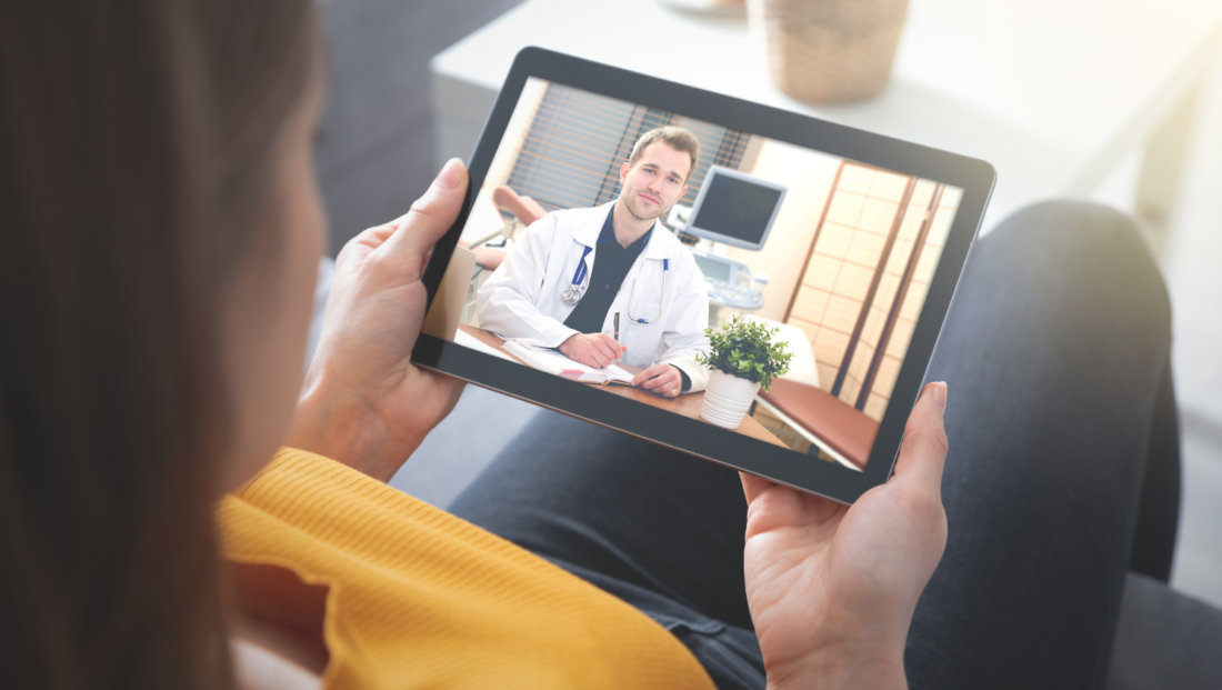 Telemedicine visit with a physician on an ipad