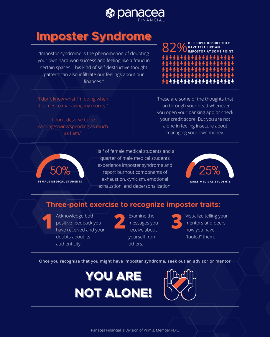 Imposter syndrome infographic. Takeaway: it's common and you are not alone!