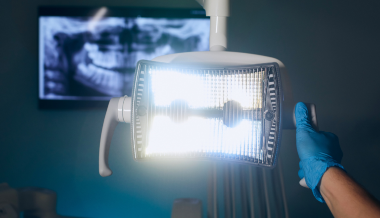 This is a photo of a dentist's lamp.