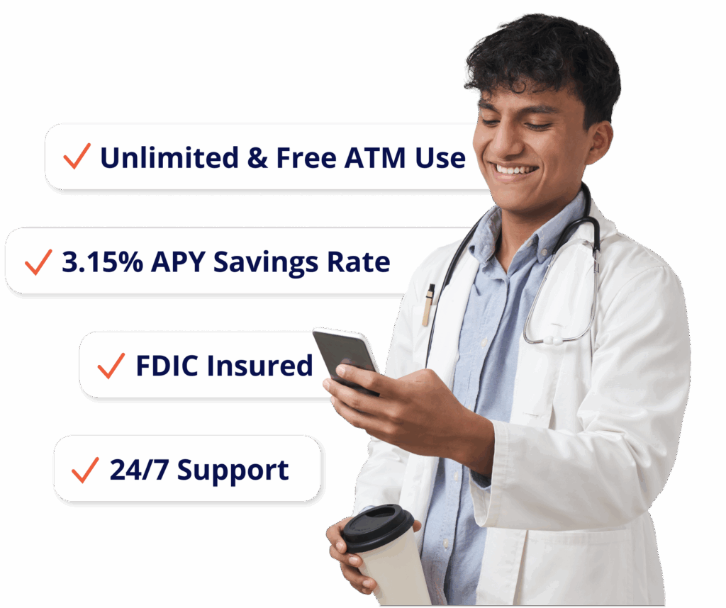 3.15% APY (2) Savings Rate, $200 Cash Back (5) with qualifying direct deposits, Unlimited & free ATM use, 24/7 support, FDIC Insured