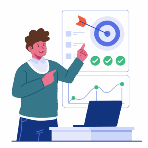 A doctor pointing at a schedule cartoon