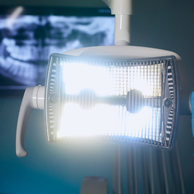 This is a photo of a dentist's lamp.